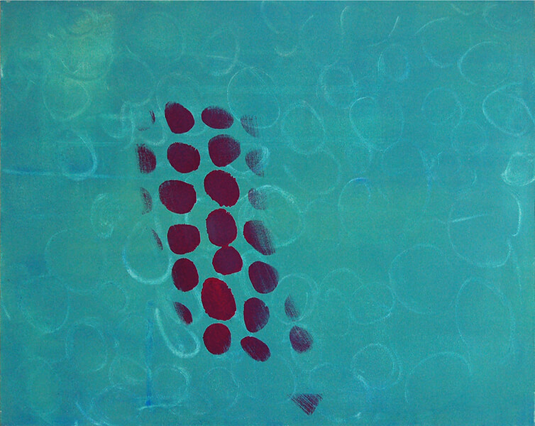 painting, Purple Dots, 2012, oil on wood panel, 24 x 30 inches, by Mary Didoardo