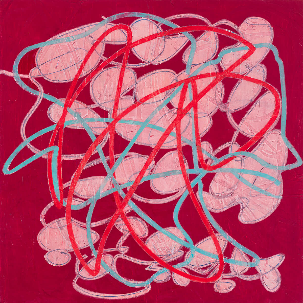 Helium Rose, 2025, oil on wood, 36 x 36 inches